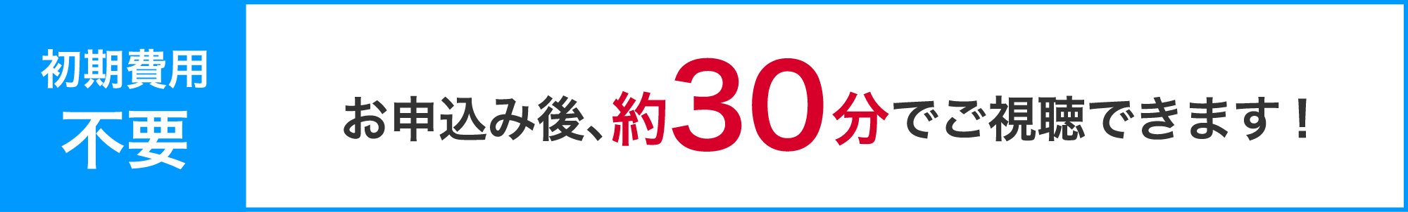 初期費用不要　お申込み後、約30分でご視聴できます！