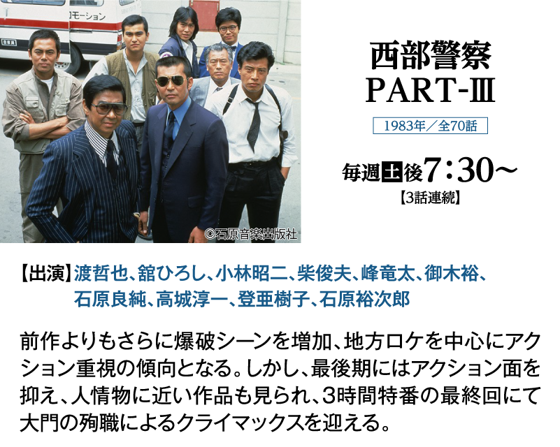 「西部警察 PART-Ⅲ」｜石原プロモーション制作ドラマ総力特集｜ホームドラマチャンネル