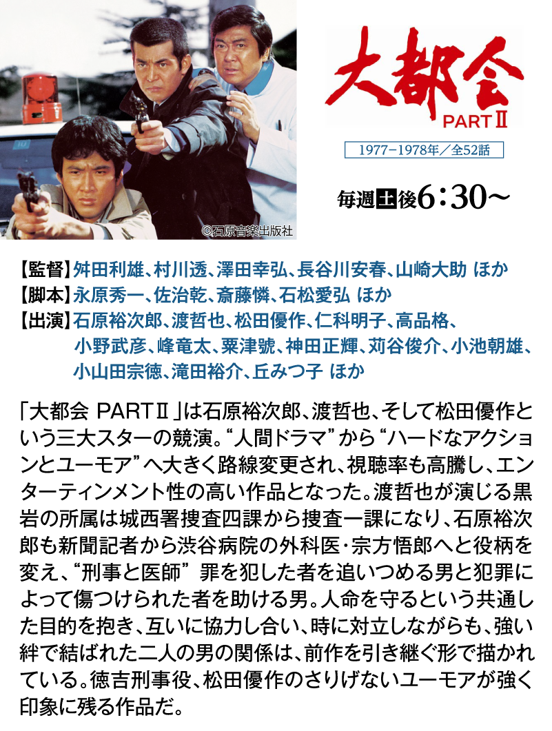 「大都会 PARTⅡ」｜石原プロモーション制作ドラマ総力特集｜ホームドラマチャンネル