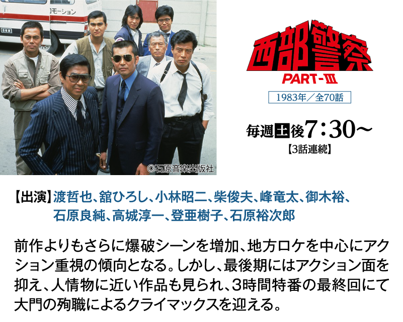 「西部警察 PART-Ⅲ」｜石原プロモーション制作ドラマ総力特集｜ホームドラマチャンネル