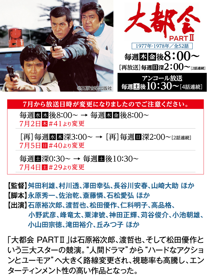 大都会-PARTⅡ｜石原プロモーション制作ドラマ総力特集｜ホームドラマチャンネル